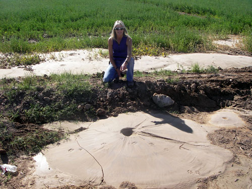 Diane at the April 4th 2010 Earthquake Liquefaction - only 100 miles from San Diego
